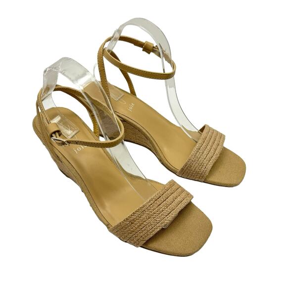 Joie | Lila Neutral Tan Jute Covered Vegan Strap OpenToe Espadrille Wedge Sandal - Picture 1 of 10